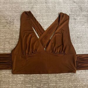 Urban Outfitters Phoenix Chocolate Brown Tie Back Crop Top Medium